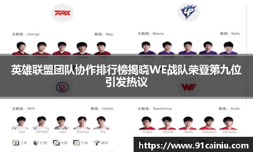英雄联盟团队协作排行榜揭晓WE战队荣登第九位引发热议